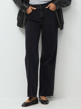 Aritzia Denim Forum The Farrah Hi-Rise Wide Black Jeans Sz 27